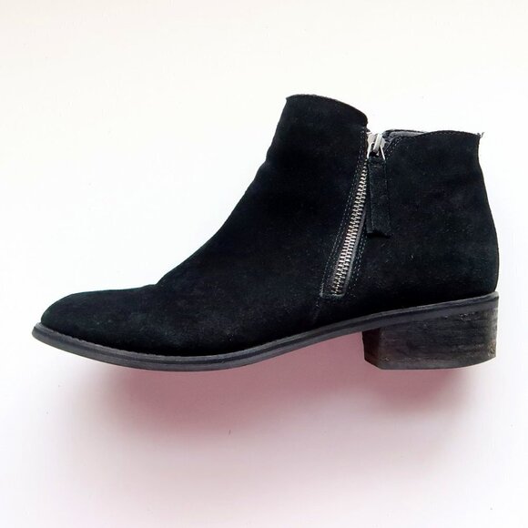 Blondo Waterproof Black Suede Leather Block Heel Ankle Boots Booties Size 10 - Picture 10 of 16